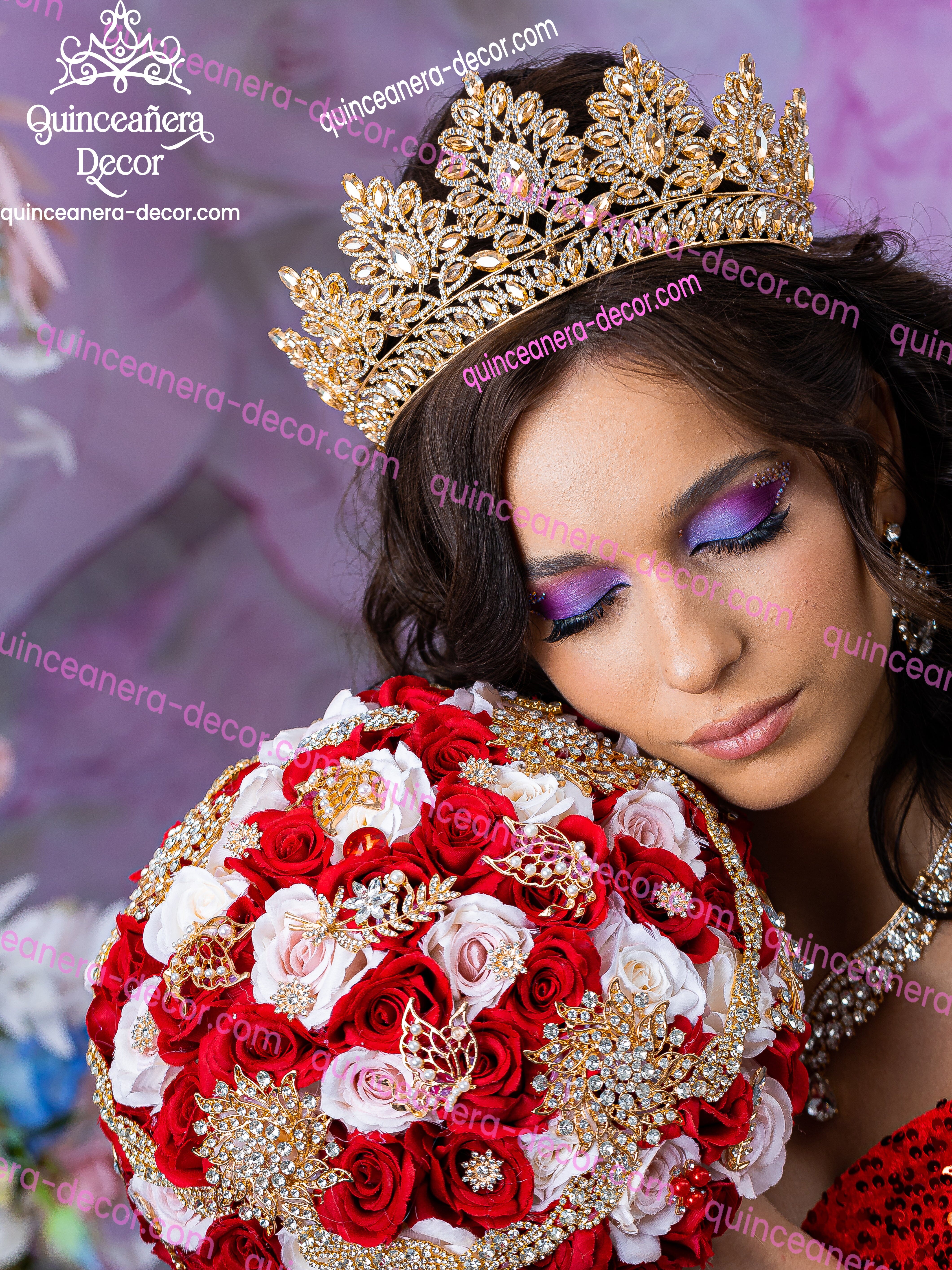Gold Quinceanera Tiara - Quinceanera Coronas - Quince Crown