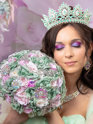 Sage Green Quinceanera Tiara (with Silver)