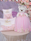 Pink Quinceanera pillows set and teddy bear