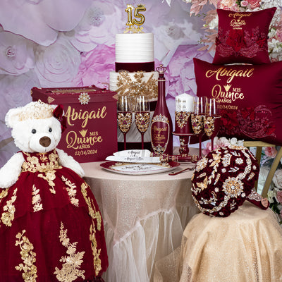 Burgundy Quinceanera Decorations | Elegant Burgundy Gold Quince Set / quinceanera-decor Burgundy Quinceanera Decorations | Elegant Burgundy Gold Quince Set / quinceanera-decor