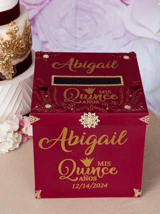 Burgundy Quinceanera Money Card Box