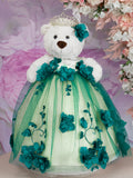 Green with flowers last teddy bear for quinceanera