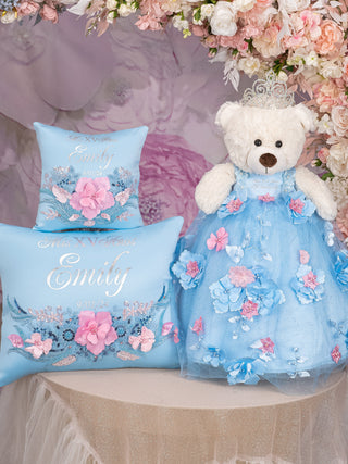 Light blue with Pink last teddy bear for quinceanera