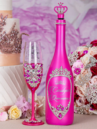 Magenta quinceanera bottle