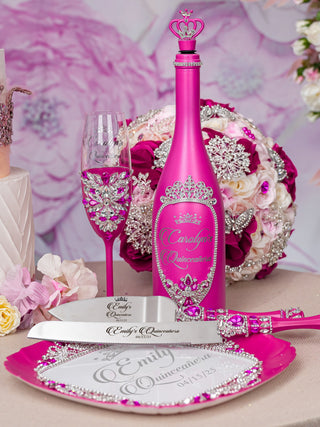 Magenta quinceanera bottle