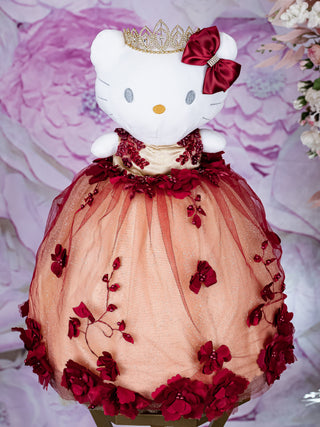 Burgundy Gold Kitty for Quinceanera