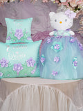 Sage Green Lilac Quinceanera pillows set and Kitty