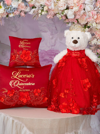 Red quinceanera pillows set