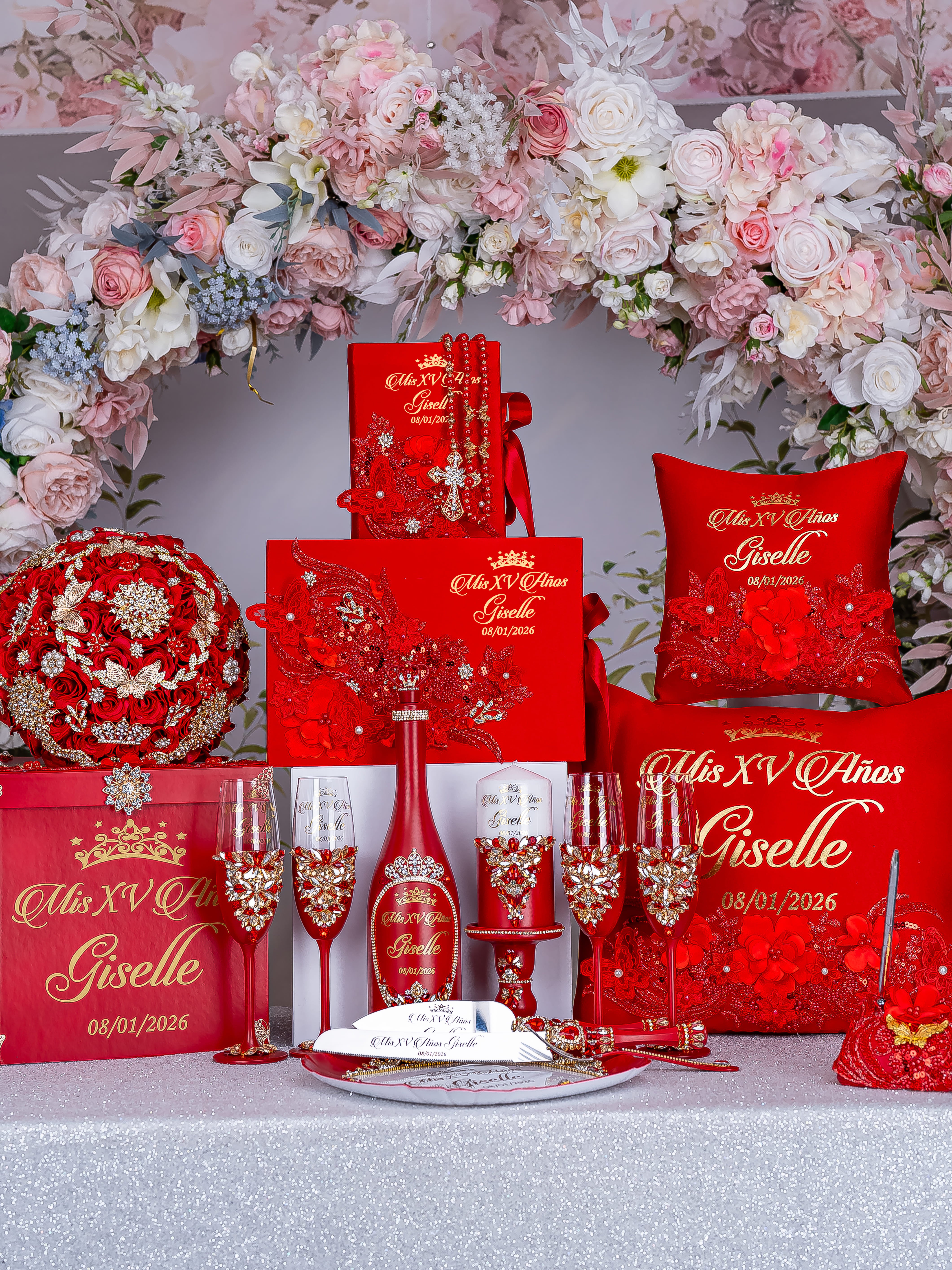 Red Quinceanera Crown | Red Sweet 16 Tiara | Roja Quince Corona