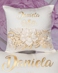 Gold quinceanera tiara pillow