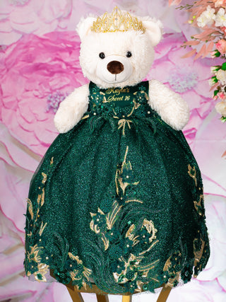 Green with Gold last teddy bear for quinceanera