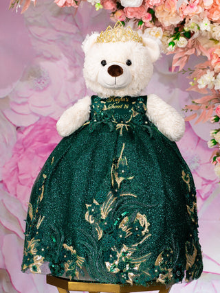 Green with Gold last teddy bear for quinceanera