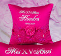 Magenta quinceanera tiara pillow