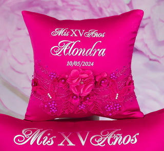 Magenta quinceanera tiara pillow