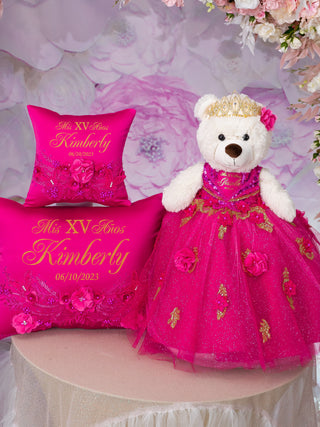 Hot Pink Last Teddy Bear for quinceanera