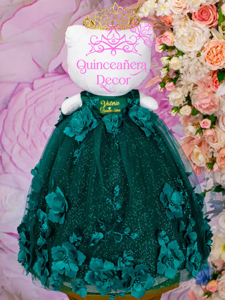 Emerald green with flowers Kitty for quinceanera