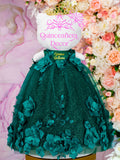 Emerald green with flowers Kitty for quinceanera