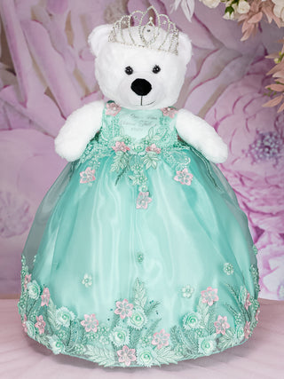 Salvia Verde Rosa Quinceanera pillows set and teddy bear