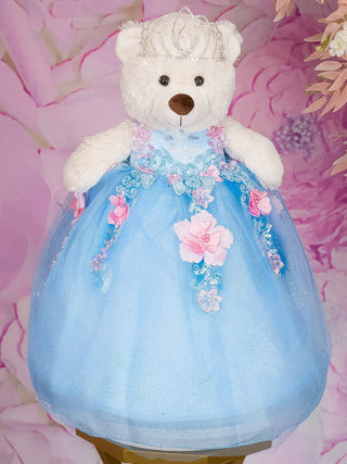 Light blue with Pink last teddy bear for quinceanera