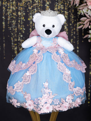 pink and blue quince dresses Light Blue Teddy Bear Quinceanera Pink Flowers / quinceanera-decor