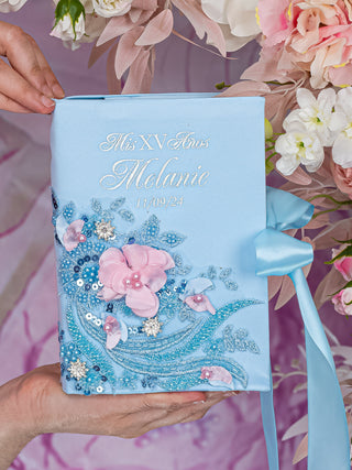 Light blue with Pink quinceanera guest book