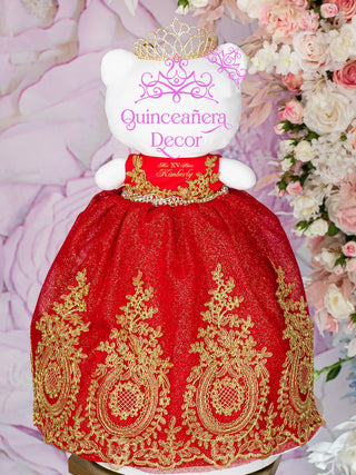 Red with gold Kitty for quinceanera