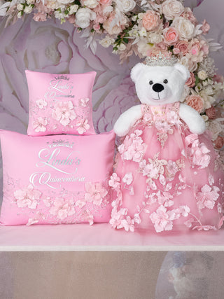 Pink last teddy bear for quinceanera