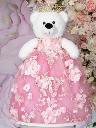 Pink Quinceanera pillows set and teddy bear