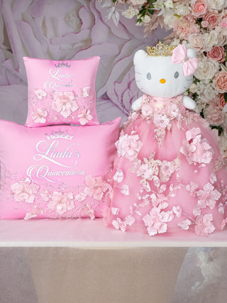 Pink Quinceanera pillows set and Kitty