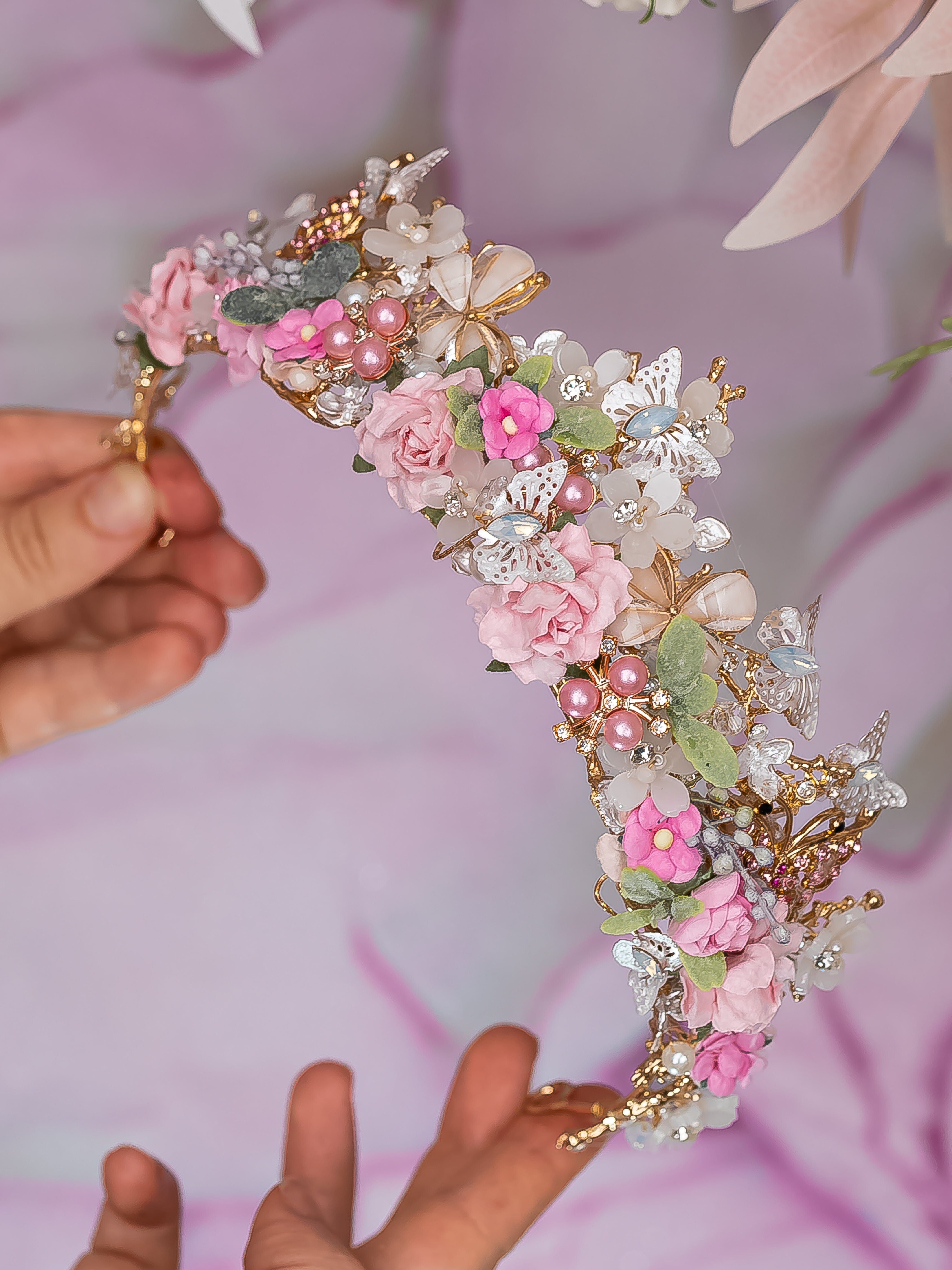 rose gold flower headpiece