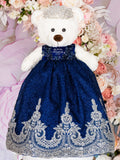 Navy Blue silver last teddy bear for quinceanera