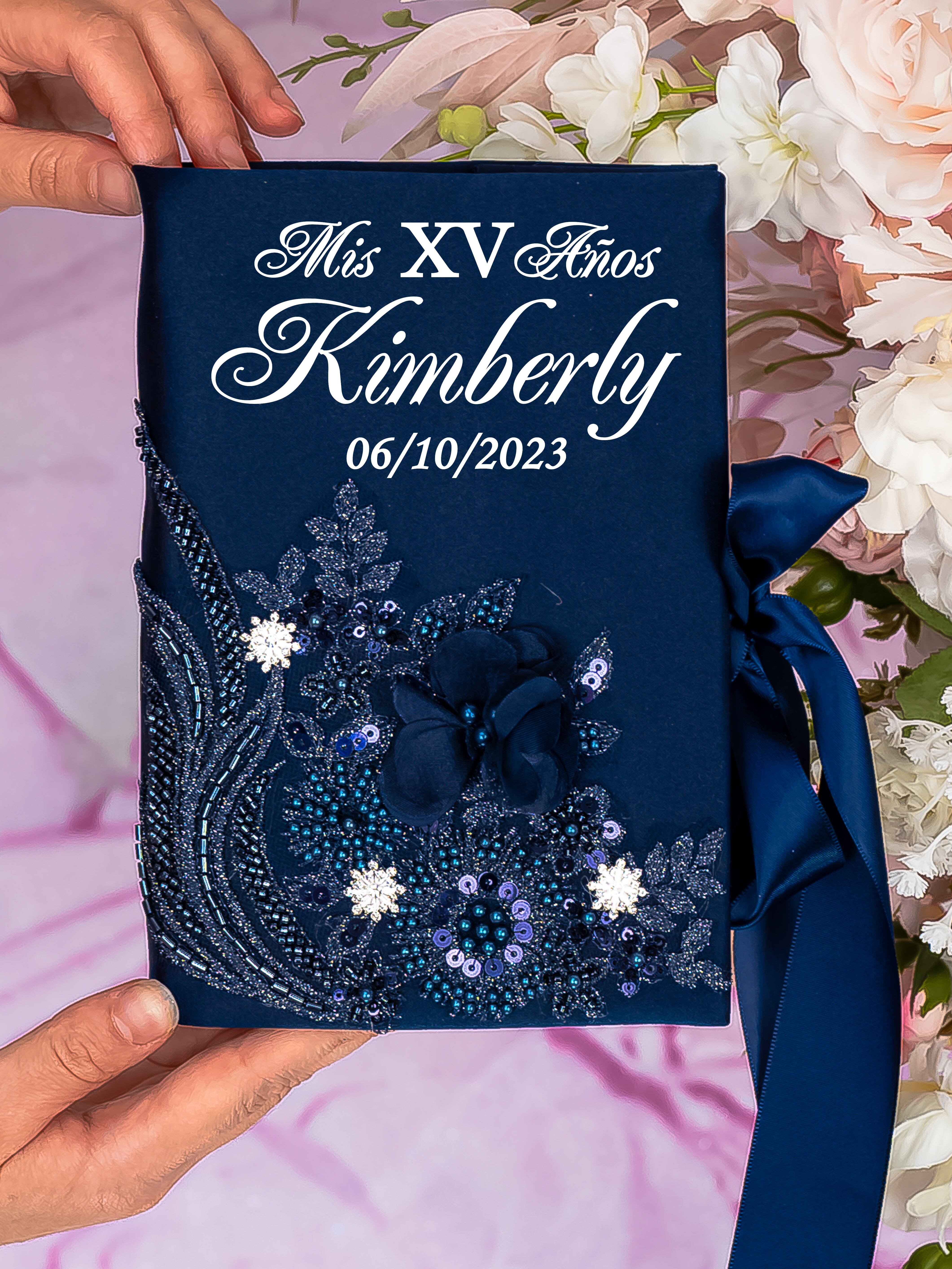 Quinceañera Toast Glasses Navy Blue Elegant Pair / quinceanera-decor