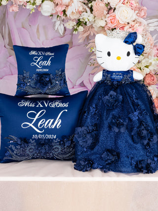 Navy blue Silver quinceanera kneeling pillow, shoes pillow