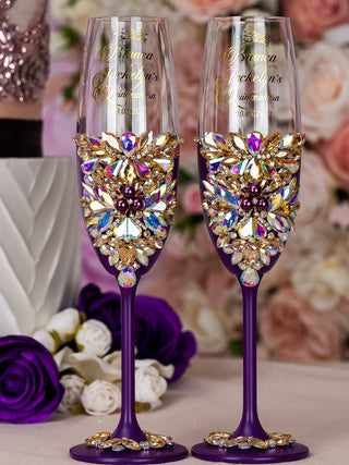 Plum 2 quinceanera champagne glasses