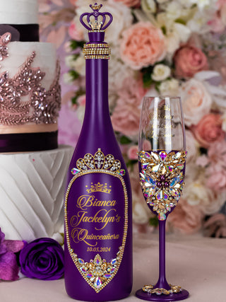 Plum Quinceanera Bottle with 1 Glass