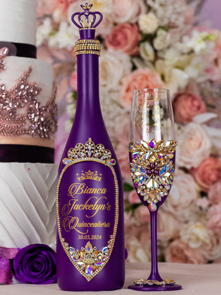 Plum Quinceanera Bottle with 1 Glass