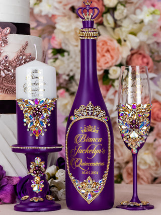 Plum 2 quinceanera champagne glasses