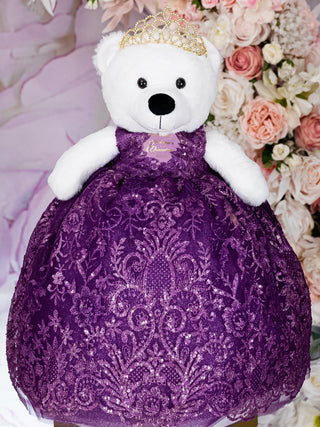 Plum last teddy bear for quinceanera