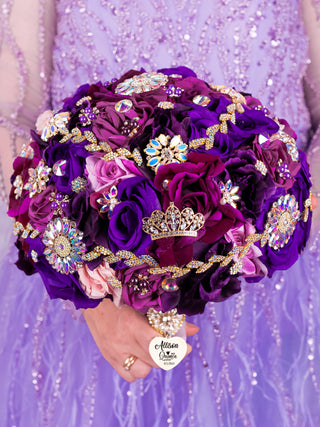 Plum Quinceanera bouquet 9 inches