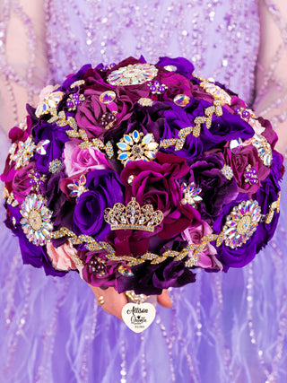 Plum Quinceanera Bouquet 13 inches