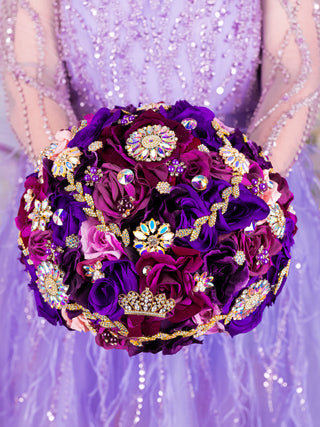 Plum Quinceanera Bouquet 13 inches