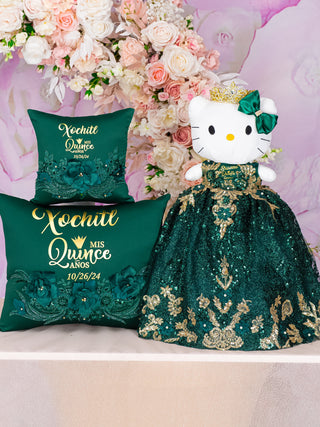 Green quinceanera guest book with pen