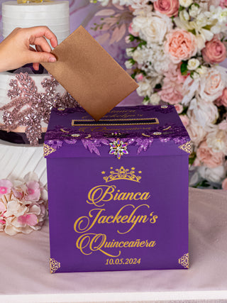 Plum Quinceanera Money Card Box