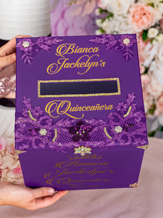 Plum Quinceanera Money Card Box