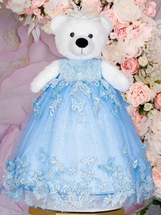 Light blue with butterflies Teddy Bear for quinceanera