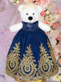 Navy Blue with Gold last teddy bear for quinceanera