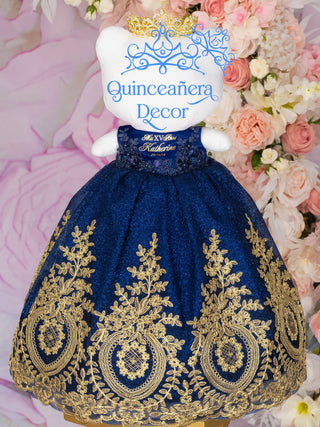 Navy Blue with Gold Kiity for quinceanera | Navy Blue Quince Last Toy Navy Blue with Gold Kiity for quinceanera | Navy Blue Quince Last Toy