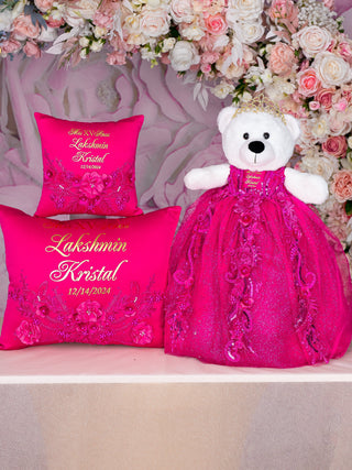 Fuchsia quinceanera tiara pillow