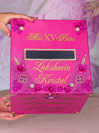 Fuchsia Quinceanera Money Card Box