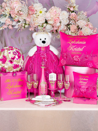 Magenta Last Teddy Bear for quinceanera